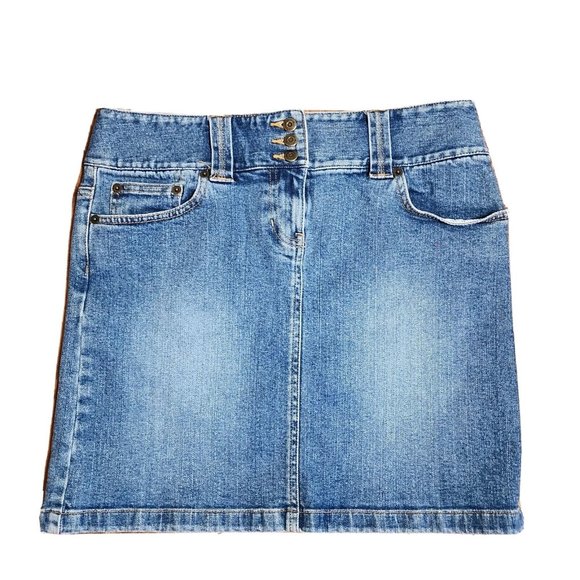 ANN TAYLOR LOFT Blue Denim Jean Skirt with Pockets Womens Size 4 - Picture 1 of 5